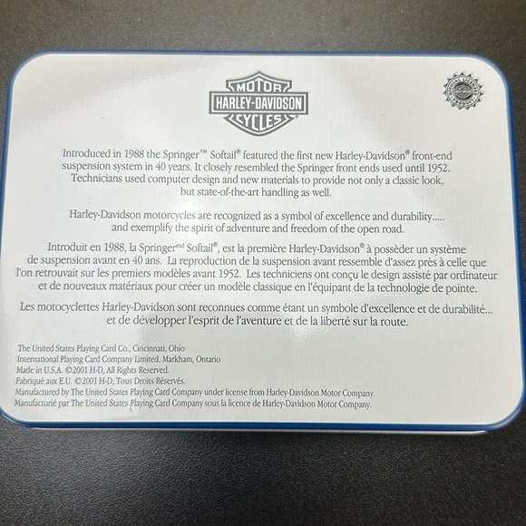 Harley-Davidson Collectible Tin/Playing Cards Heritage Softail Springer Softail - Picture 4 of 9